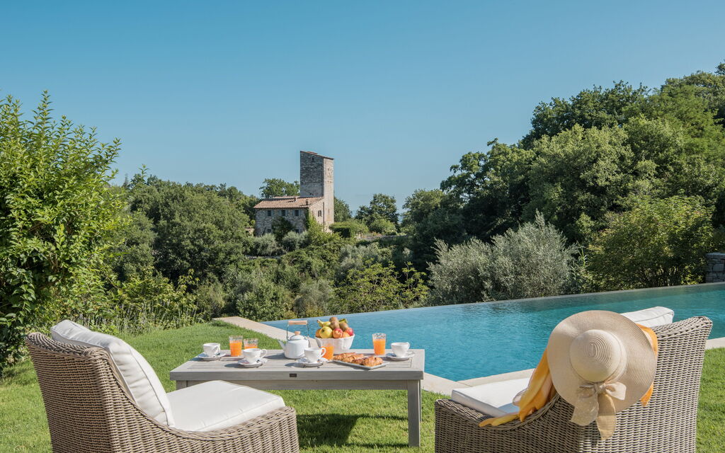 Villa Tognazzi: Attività, Balcone / Terrazza / Patio, Benessere, Caratteristiche, Estate, Giardino, Piscina, Primavera, Servizi, Vista Panoramica