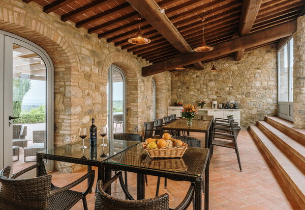 Villa Riello: Activities, Amenities, Balcony / Terrace / Patio, Building Exterior, Facilities, Garden, Kitchen, Main Entrance, Pool, Scenic View, Spring, Summer, Wellness