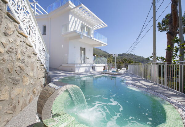 Villa Neri: Balcony / Terrace / Patio, Building Exterior, Garden, Main Entrance, Pool, Spring, Summer