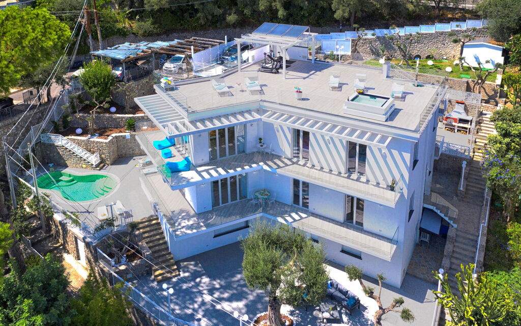 Villa Neri: Balcony / Terrace / Patio, Building Exterior, Garden, Main Entrance, Pool, Spring, Summer
