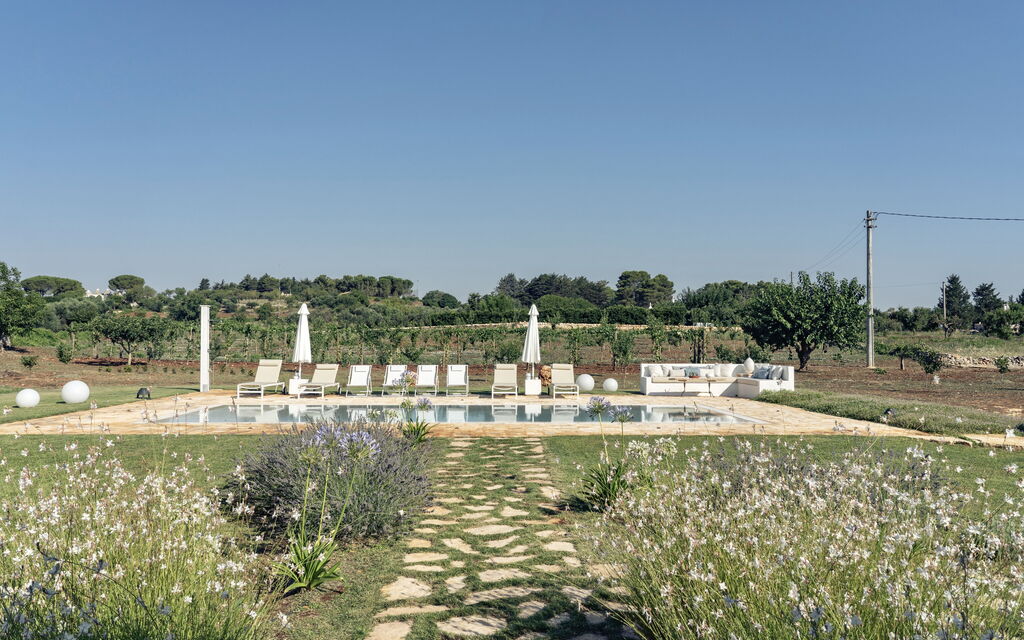 Trullo Cinzia: Attività, Balcone / Terrazza / Patio, Caratteristiche, Estate, Esterni, Giardino, Piscina, Primavera, Servizi